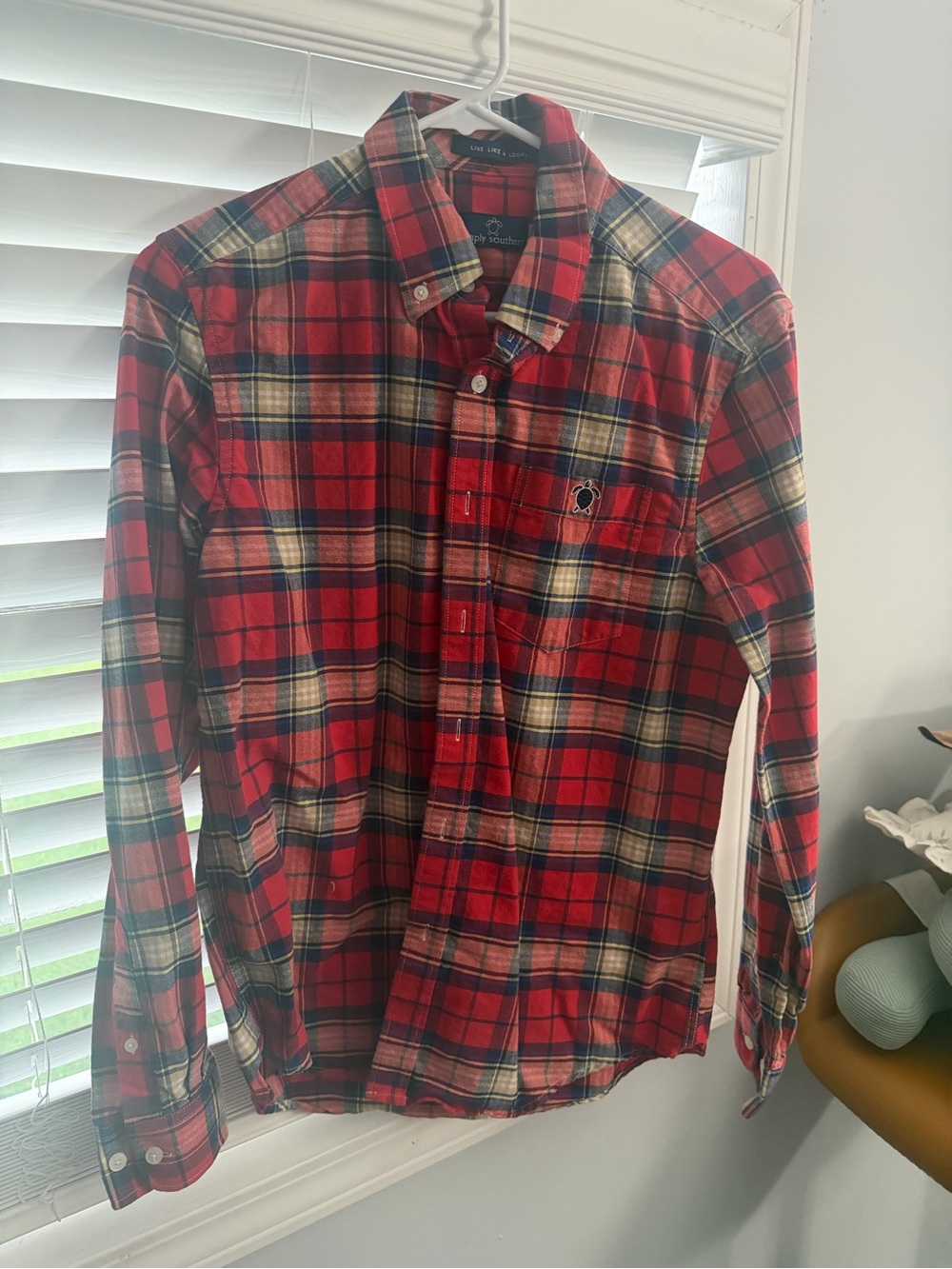 Simply Southern Red Plaid Button-Down Casual Shirt